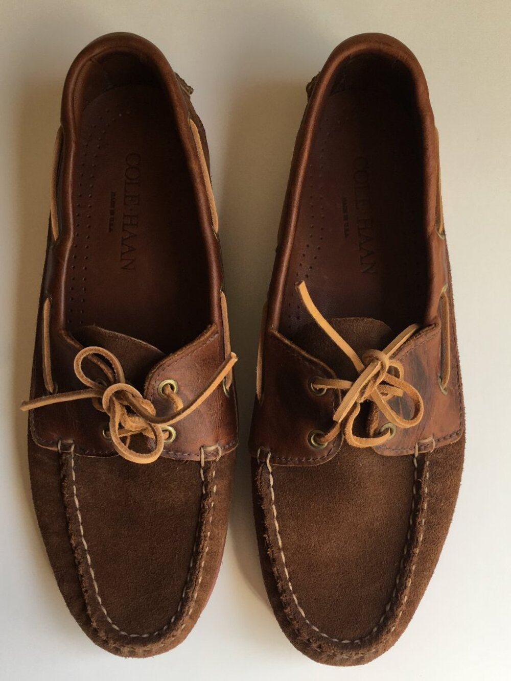 Vintage Brown Boat Shoes 9.5 Cole Haan Leather Loafer Deck USA Moccasin - Picture 3 of 12